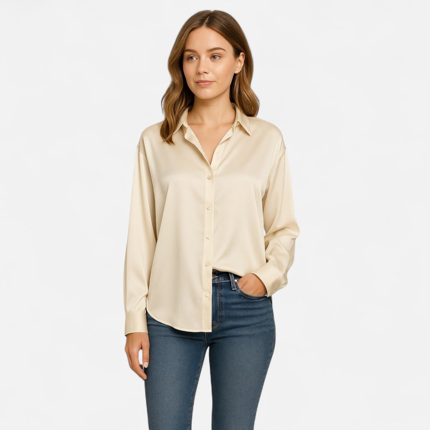 Old Monchester | Women’s Silk Shirt – Timeless Elegance in a Lustrous Finish