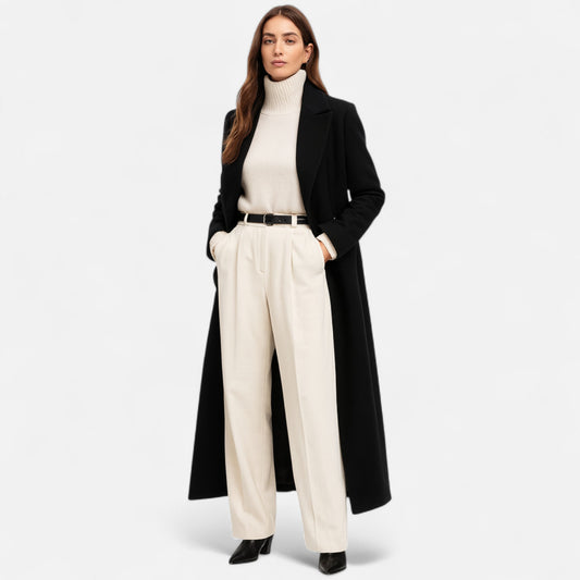 Oldmonchester | Women’s Longline Wool-Blend Coat – Timeless Elegance, Modern Poise