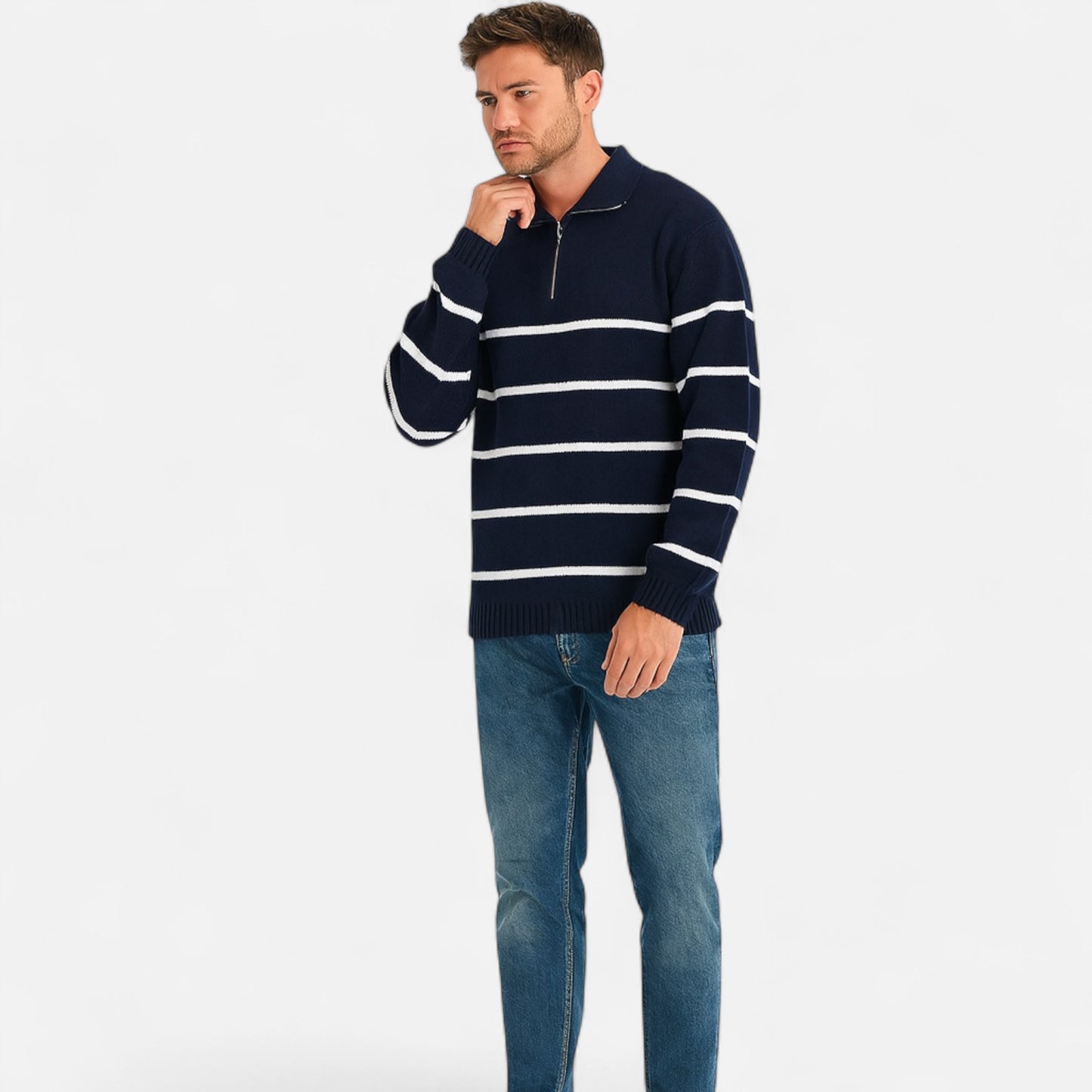 Oldmonchester | Men’s Retro Half-Zip Sweater – Vintage Heritage, Modern Refinement