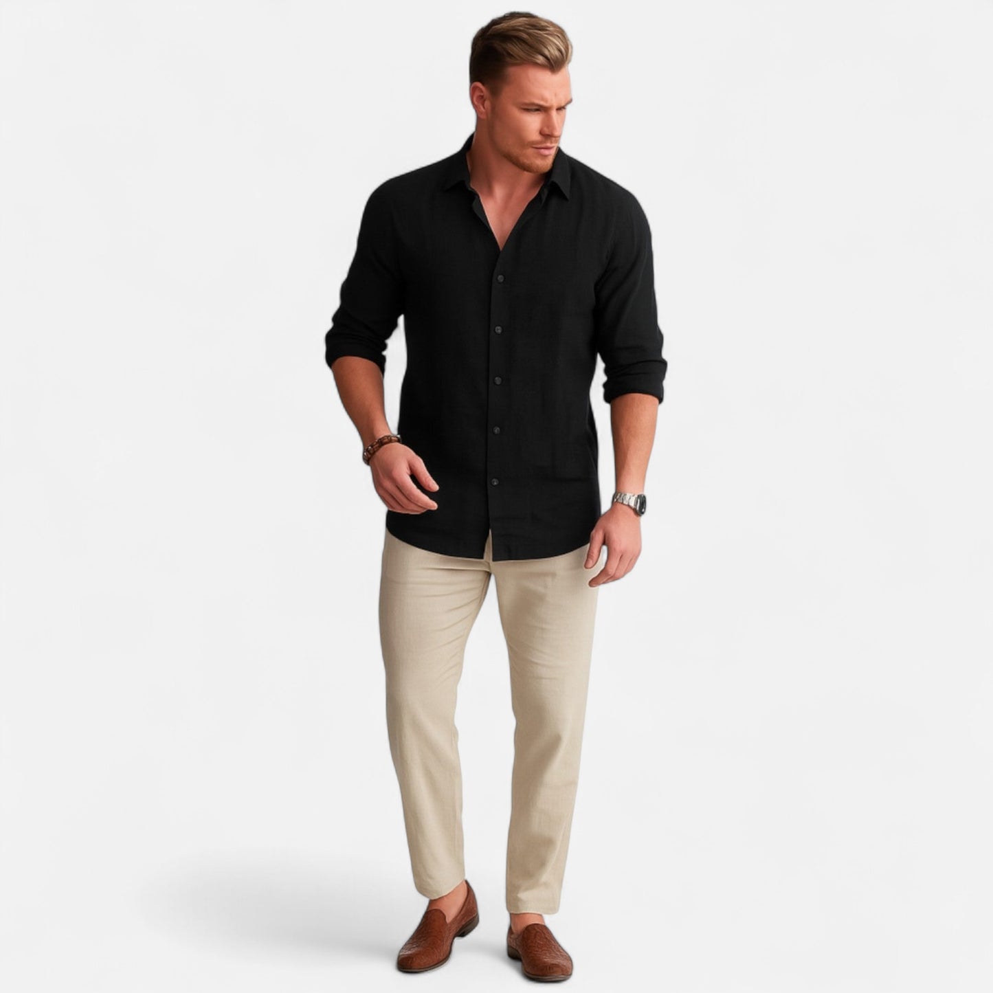 Old Monchester | Men’s Loose Fit Linen Trousers – Lightweight Elegance for Warm-Weather Comfort