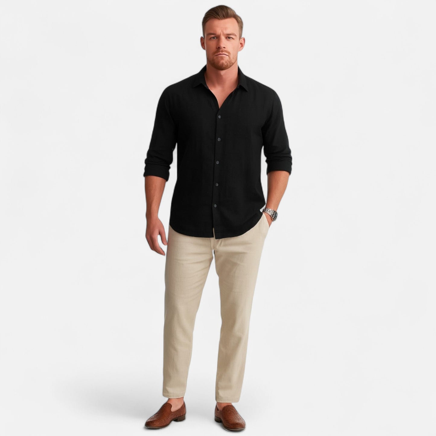Old Monchester | Men’s Loose Fit Linen Trousers – Lightweight Elegance for Warm-Weather Comfort