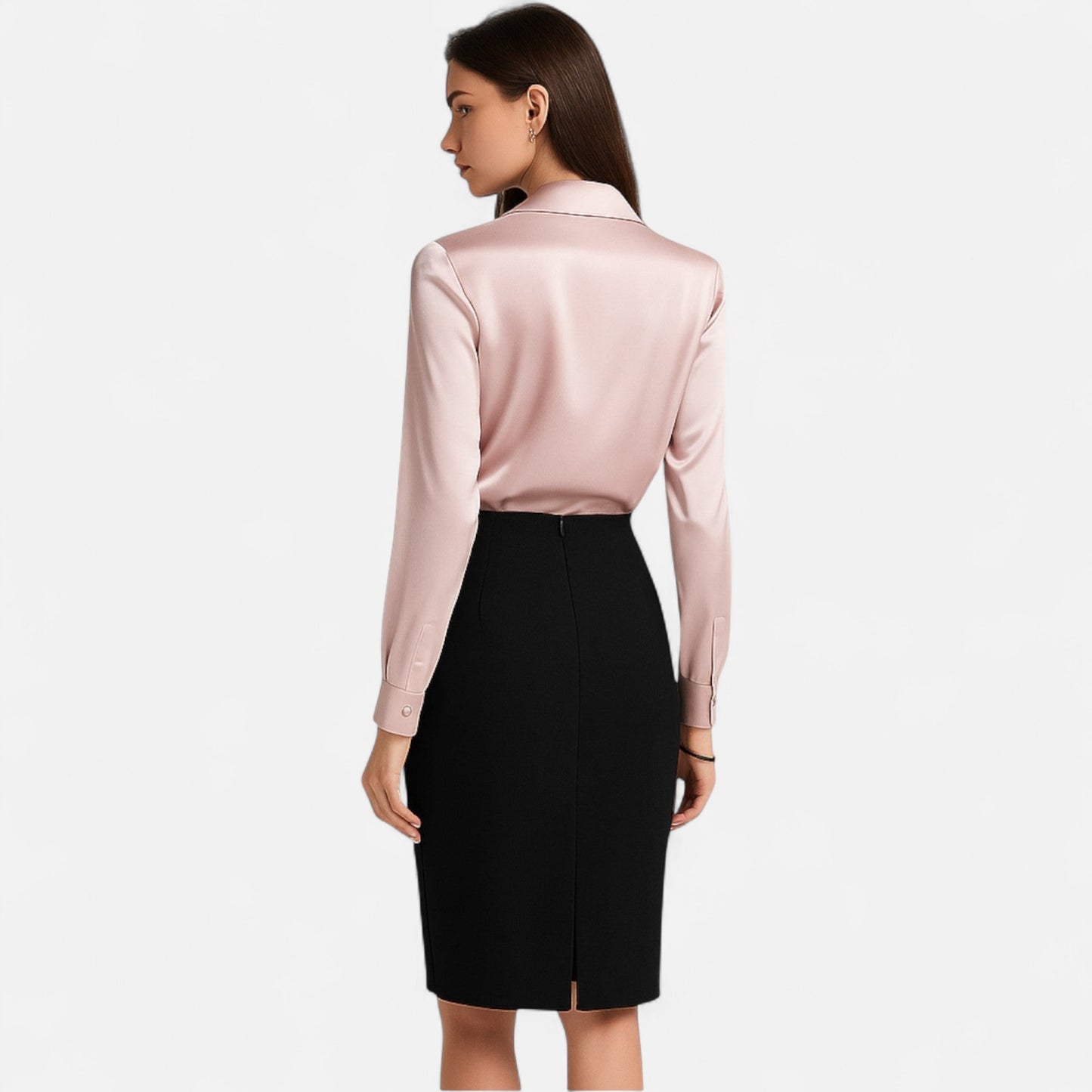 Old Monchester | Women’s Satin Blouse – Draped Neckline, Timeless Elegance