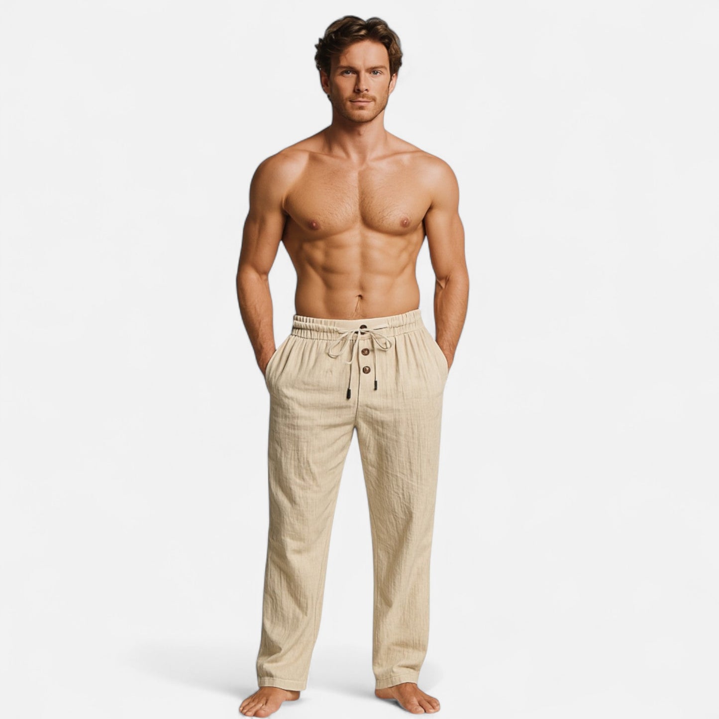 Old Monchester | Men’s Linen Drawstring Trousers – Breathable Summer Comfort, Effortless Casual Style