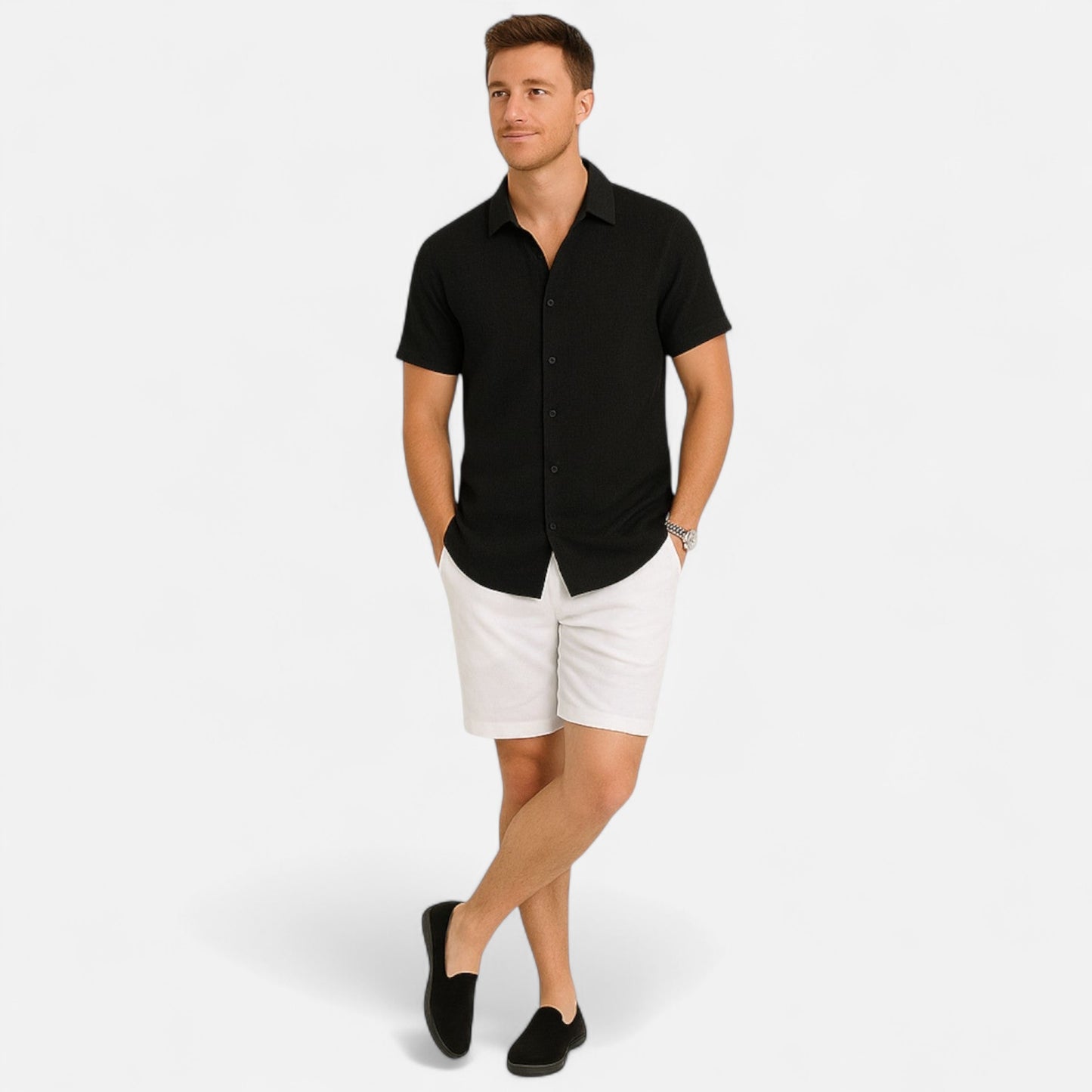 Old Monchester | Men’s Linen Short Sleeve Polo – Lightweight Sophistication, Summer Refinement