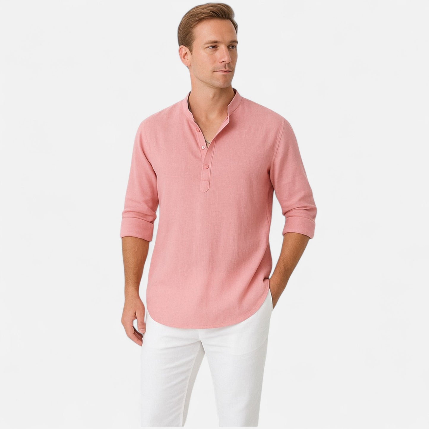 Old Monchester | Men’s Long Sleeve Linen Shirt – Lightweight Sophistication, Timeless Warm-Weather Style