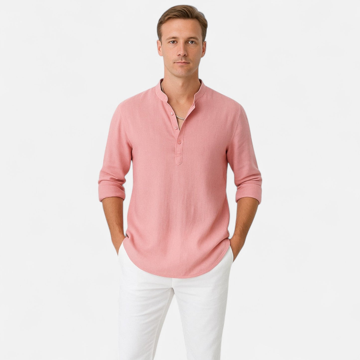 Old Monchester | Men’s Long Sleeve Linen Shirt – Lightweight Sophistication, Timeless Warm-Weather Style