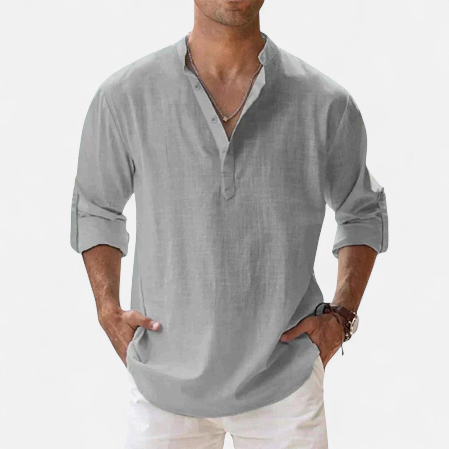 Old Monchester | Men’s Long Sleeve Linen Shirt – Lightweight Sophistication, Timeless Warm-Weather Style