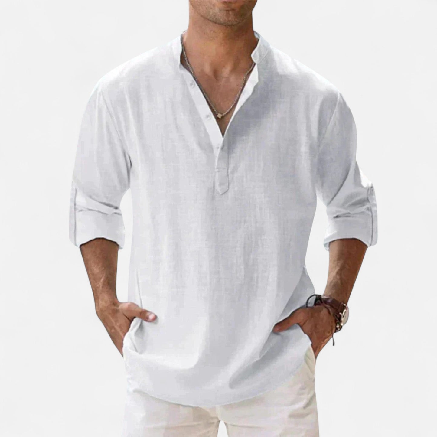 Old Monchester | Men’s Long Sleeve Linen Shirt – Lightweight Sophistication, Timeless Warm-Weather Style