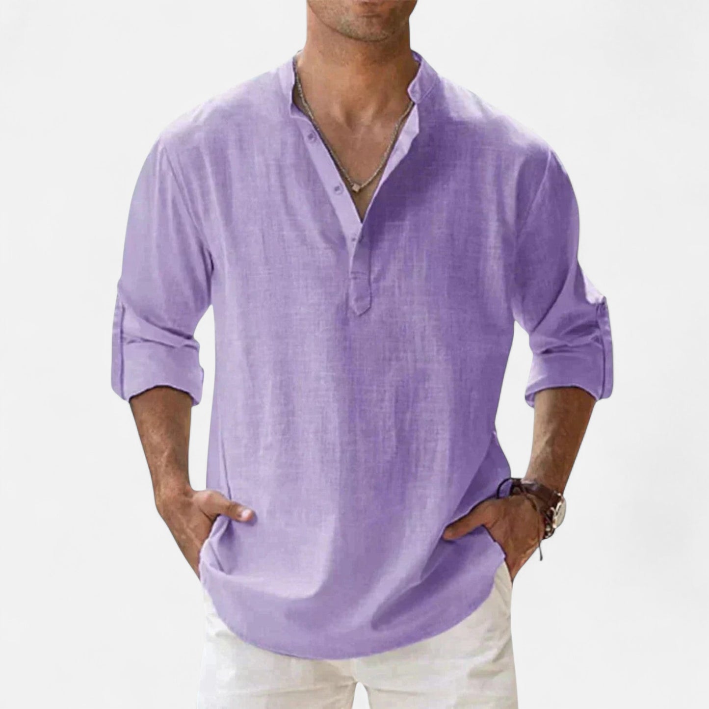 Old Monchester | Men’s Long Sleeve Linen Shirt – Lightweight Sophistication, Timeless Warm-Weather Style