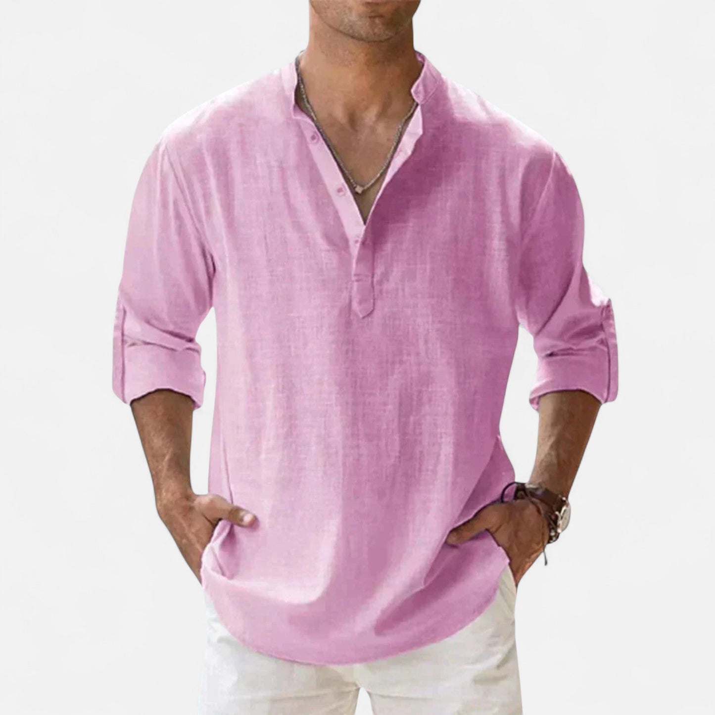 Old Monchester | Men’s Long Sleeve Linen Shirt – Lightweight Sophistication, Timeless Warm-Weather Style