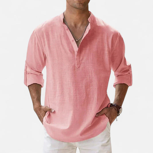 Old Monchester | Men’s Long Sleeve Linen Shirt – Lightweight Sophistication, Timeless Warm-Weather Style