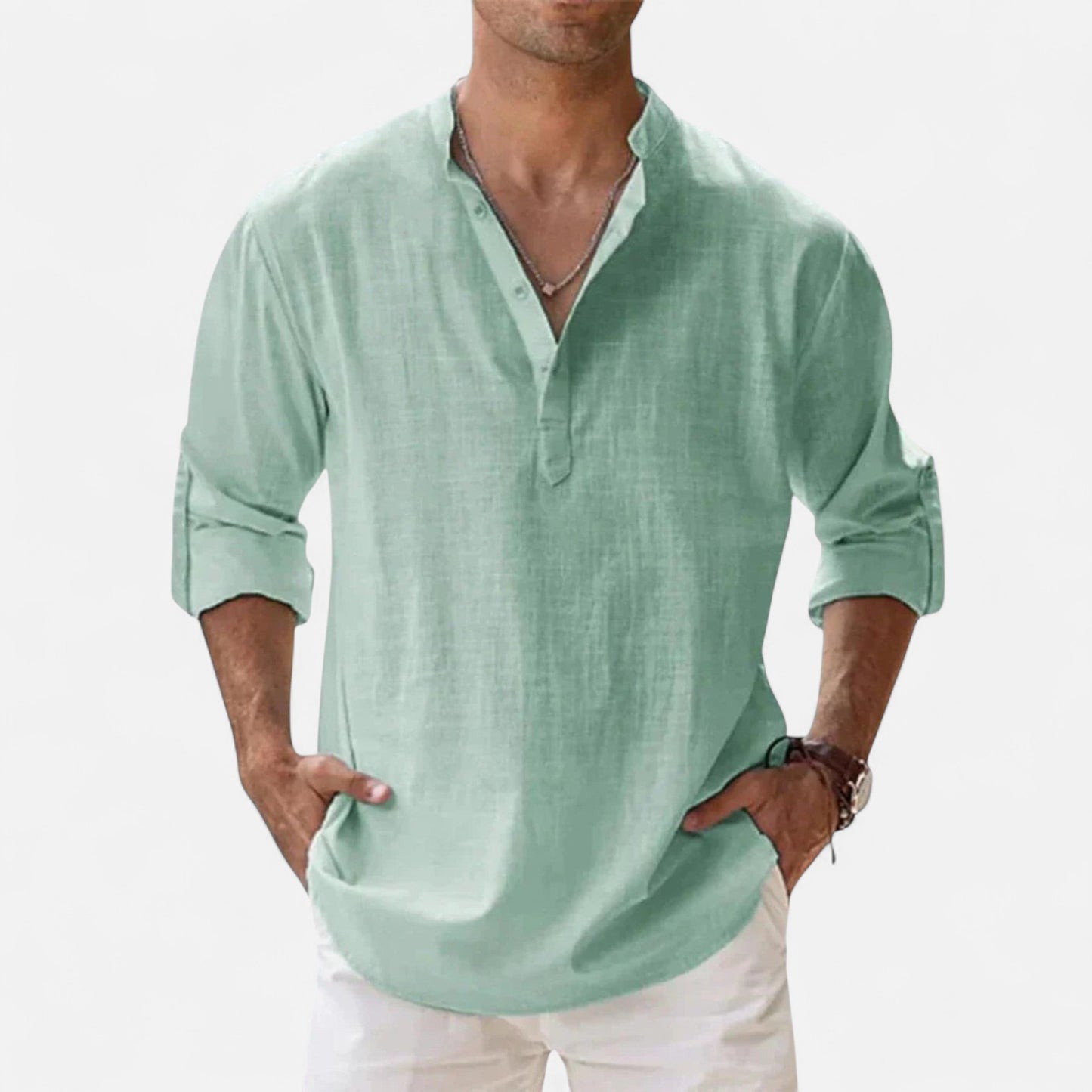 Old Monchester | Men’s Long Sleeve Linen Shirt – Lightweight Sophistication, Timeless Warm-Weather Style