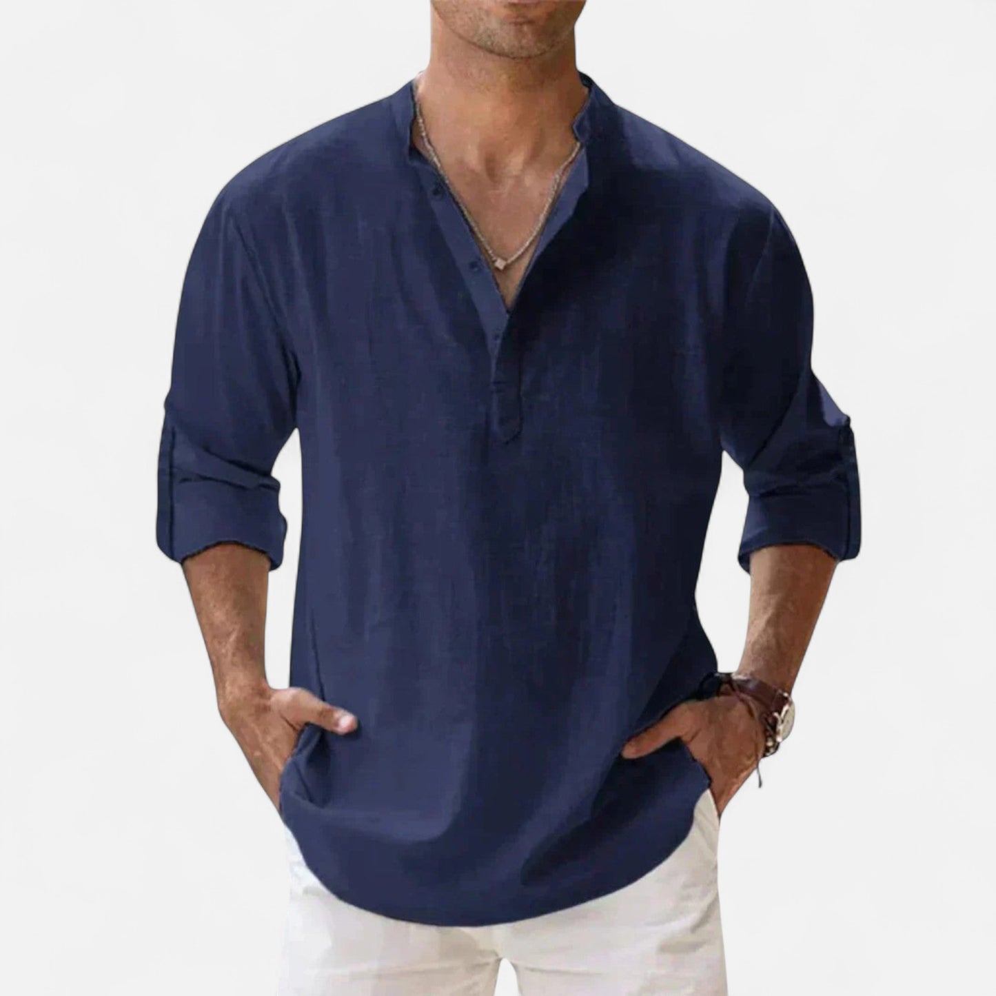 Old Monchester | Men’s Long Sleeve Linen Shirt – Lightweight Sophistication, Timeless Warm-Weather Style