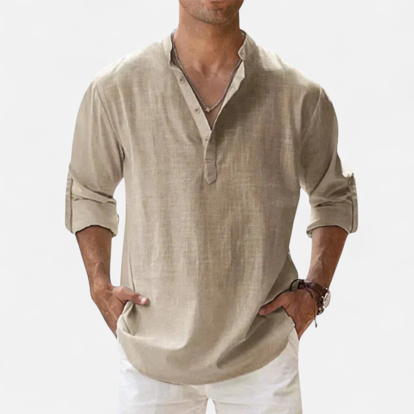 Old Monchester | Men’s Long Sleeve Linen Shirt – Lightweight Sophistication, Timeless Warm-Weather Style
