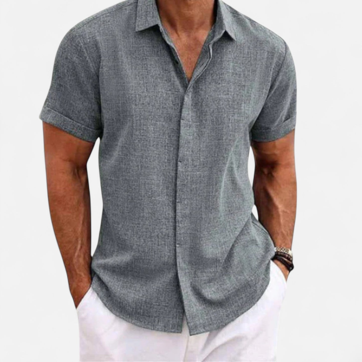 Old Monchester | Men’s Linen Short Sleeve Polo – Lightweight Sophistication, Summer Refinement