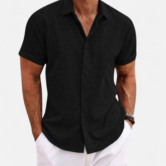 Old Monchester | Men’s Linen Short Sleeve Polo – Lightweight Sophistication, Summer Refinement