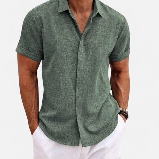 Old Monchester | Men’s Linen Short Sleeve Polo – Lightweight Sophistication, Summer Refinement