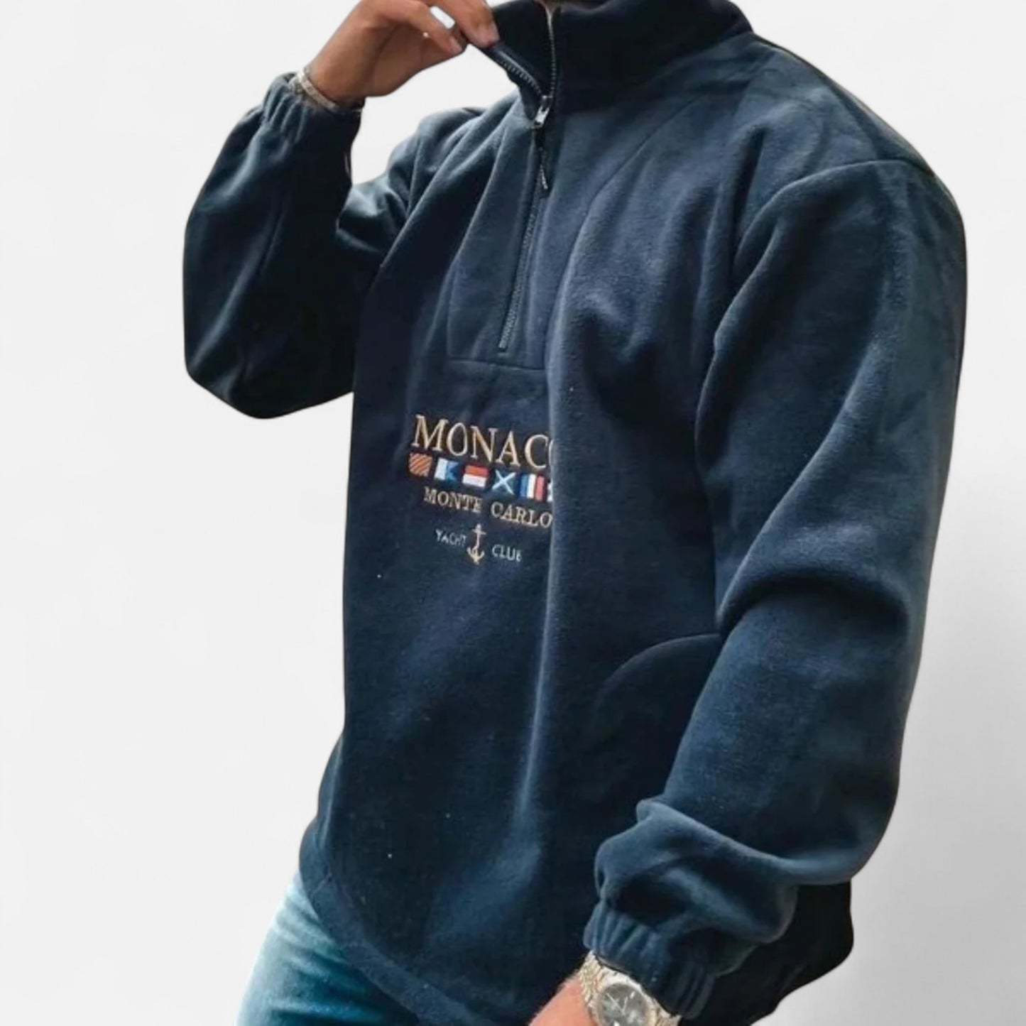 Oldmonchester | Men’s Monaco Half-Zip Sweater – Timeless Elegance, Refined Comfort