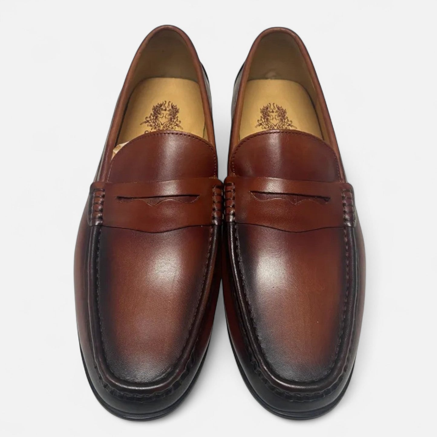 Old Monchester | Men’s Leather Penny Loafers – Black Slip-On Elegance