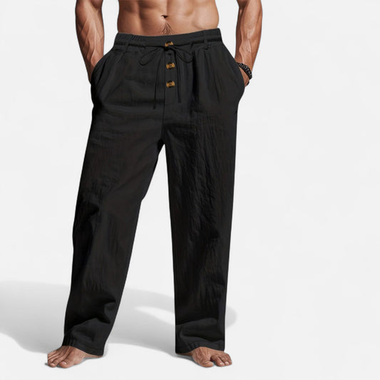 Old Monchester | Men’s Linen Drawstring Trousers – Breathable Summer Comfort, Effortless Casual Style