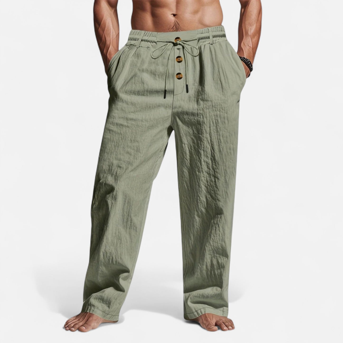 Old Monchester | Men’s Linen Drawstring Trousers – Breathable Summer Comfort, Effortless Casual Style