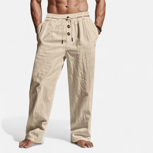 Old Monchester | Men’s Linen Drawstring Trousers – Breathable Summer Comfort, Effortless Casual Style