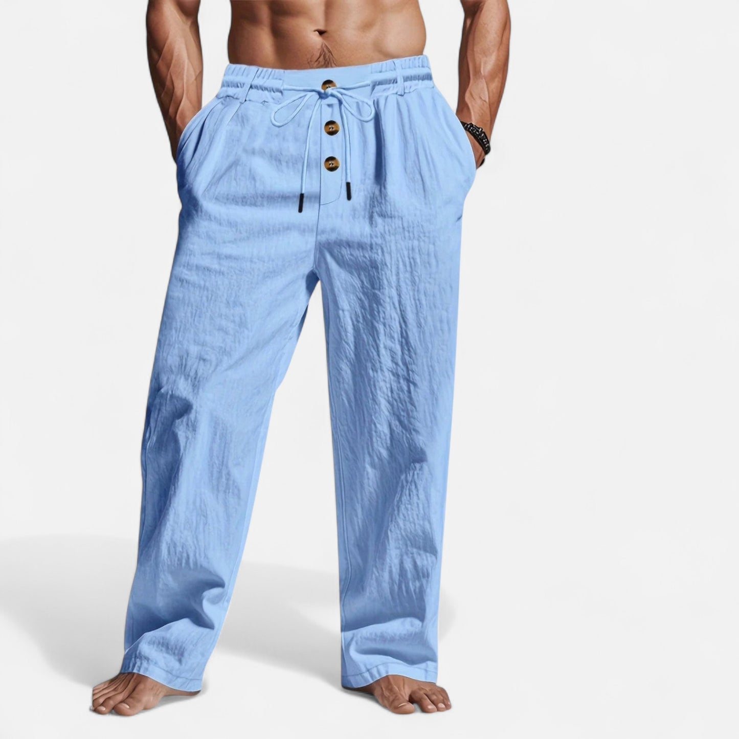 Old Monchester | Men’s Linen Drawstring Trousers – Breathable Summer Comfort, Effortless Casual Style