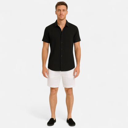 Old Monchester | Men’s Linen Short Sleeve Polo – Lightweight Sophistication, Summer Refinement