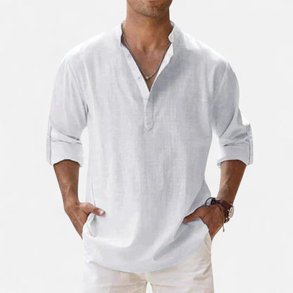 Old Monchester | Men’s Long Sleeve Linen Shirt – Lightweight Sophistication, Timeless Warm-Weather Style