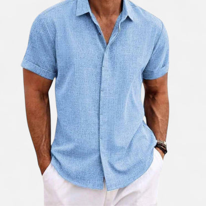 Old Monchester | Men’s Linen Short Sleeve Polo – Lightweight Sophistication, Summer Refinement